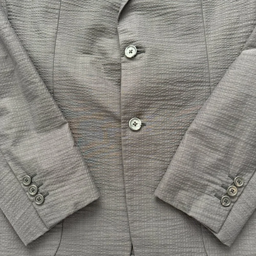 PRADA Charcoal Gray Textured Cotton Suit Blazer 52L